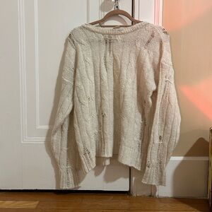y2k urban outfitters cream ripped women’s sweater